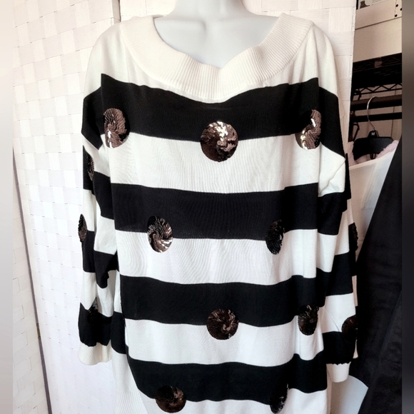 Ashley Stewart Sweaters - Ashley Stewart Boatneck Embellished Sweater Size 22